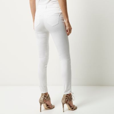 White twill zip skinny trousers